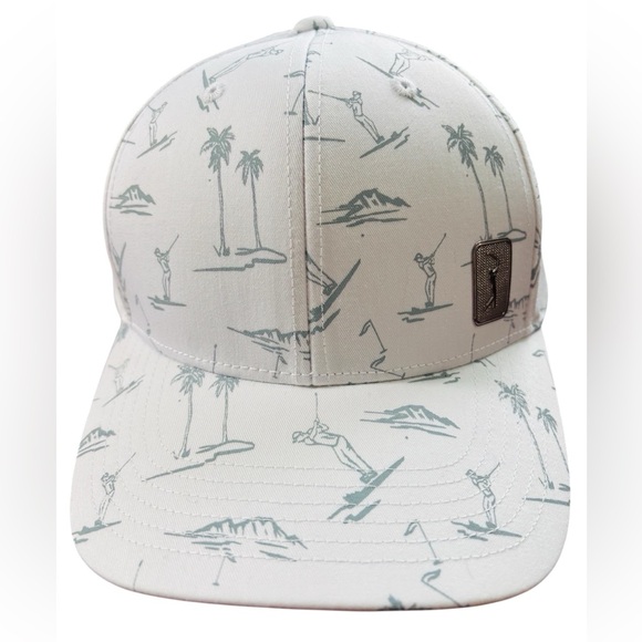 NWT PGA TOUR White Golf Print Cap - Picture 1 of 11